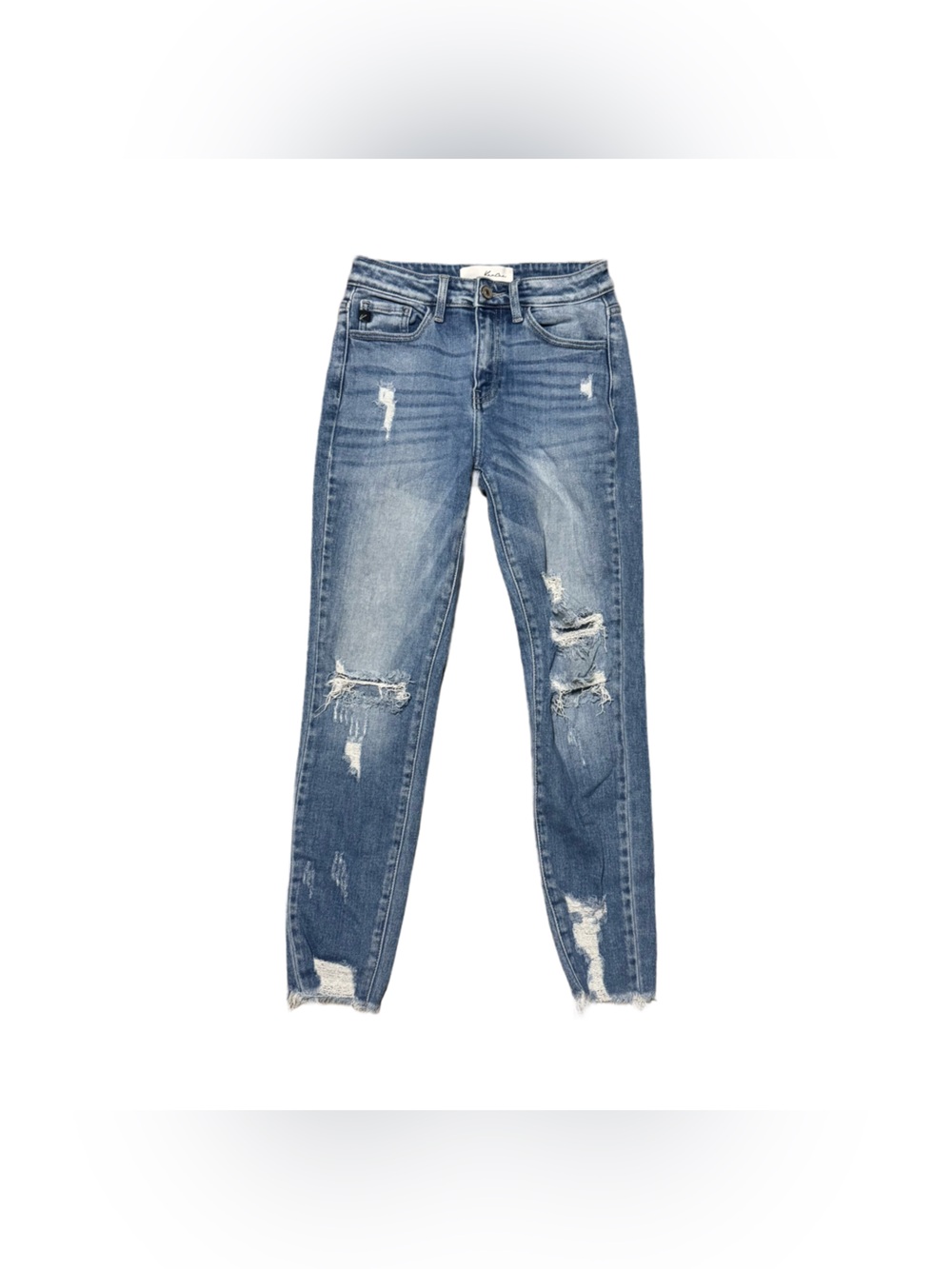 KanCan High Waisted Distressed Jeans Women's 26 Light Wash Denim Faded Stretch